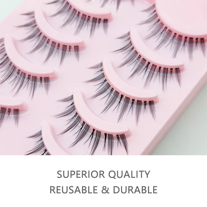 Manga Style Soft Natural False Eyelashes Wispy Thick Daily Wear Makeup Lashes