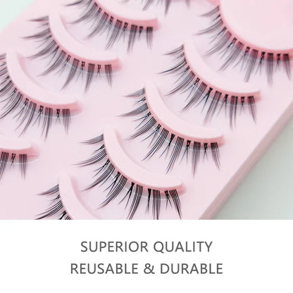 Manga Style Soft Natural False Eyelashes Wispy Thick Daily Wear Makeup Lashes