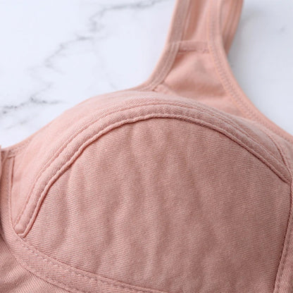 Women’s Cotton Wireless Bra - Soft Front-Closure Comfort Bra for Full Bust Support