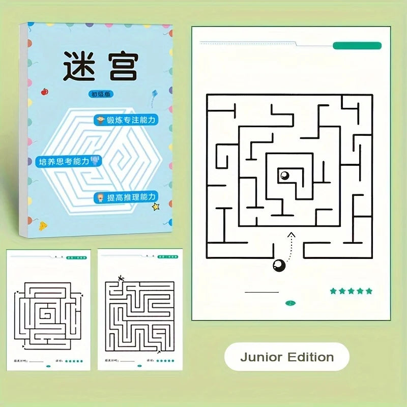 Maze Training Book – Puzzle Game to Improve Concentration, Thinking & Attention, Fun Educational Gift