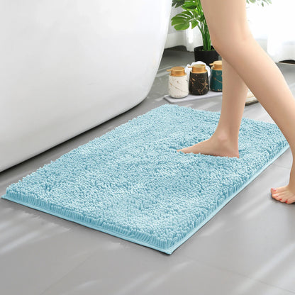 Chenille Long-Haired Bath Mat – Absorbent Bathroom Floor Mat for Tub, Living Room, and Entrance Foot Pad