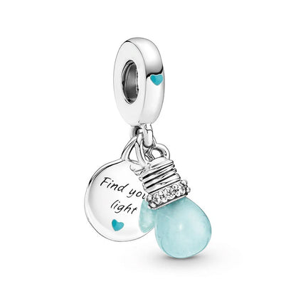 2024 New 925 Sterling Silver Bulb & Small Turtle Charm Pendant – Fit for Original Pandora Bracelet, DIY Women’s Jewelry Gift