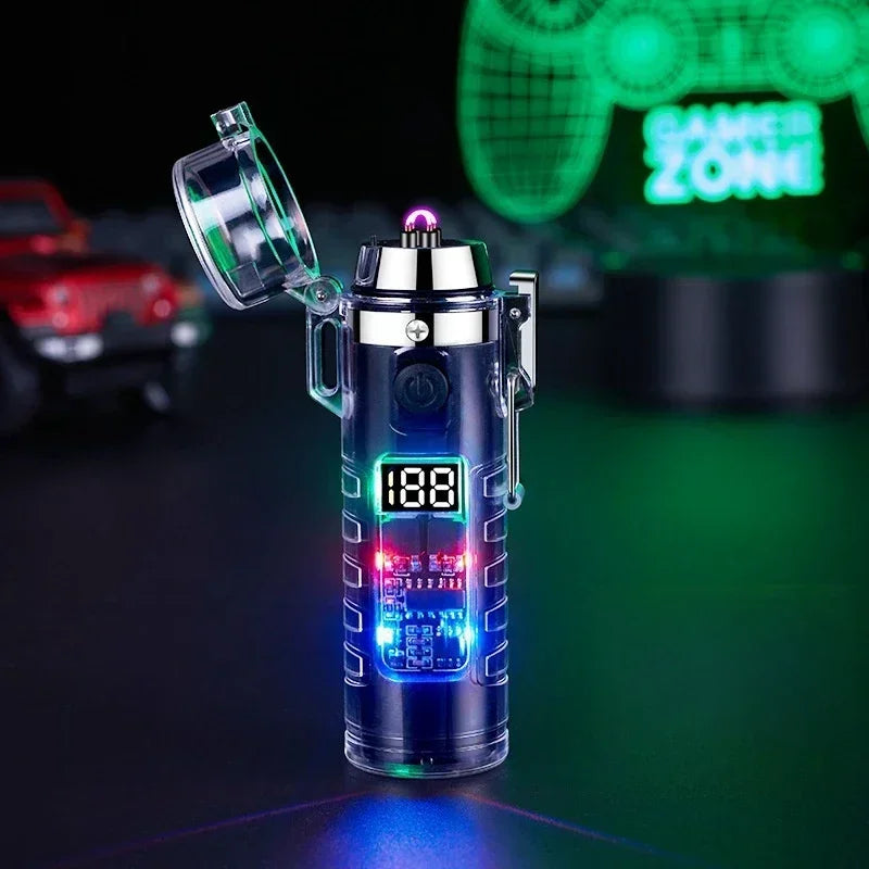 Dual Arc USB Lighter & Flashlight — Windproof Portable Plasma Ignition Survival Tool