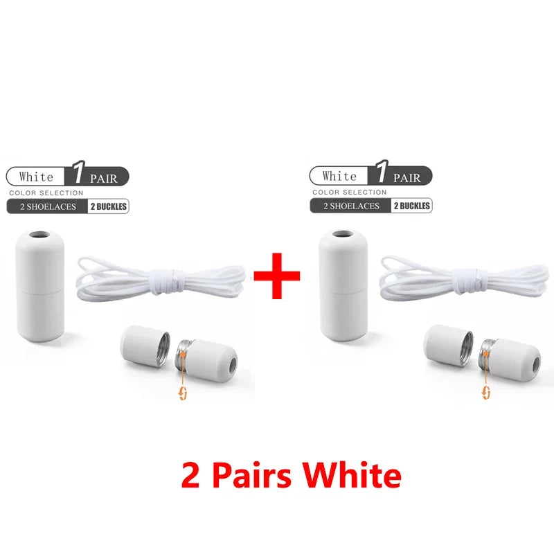 Elastic No Tie Shoelaces - Quick Lock Metal Laces for Kids & Adults Sneakers, Lazy Shoe Strings