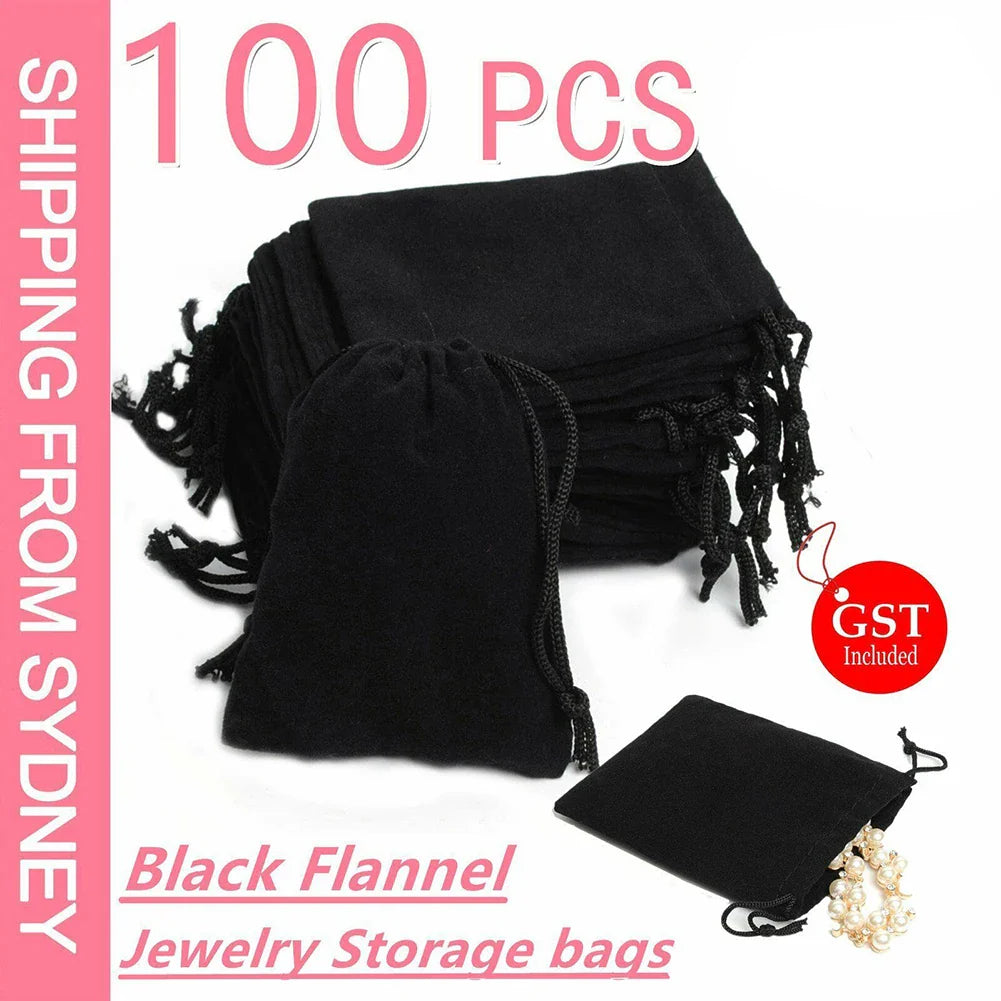 100pcs Velvet Drawstring Bags – Jewelry Gift Pouches for Wedding, Party, Sweets & Display (5x7/7x9/10x14cm)