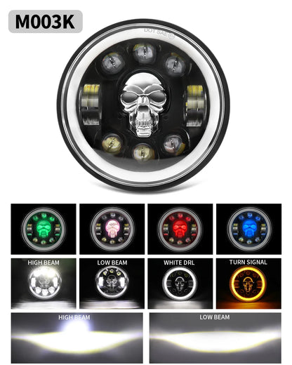 BraveWAY 5.75″ Round LED Motorcycle Headlight – White & Amber DRL with Gradient Halo Start-Up Welcome Light