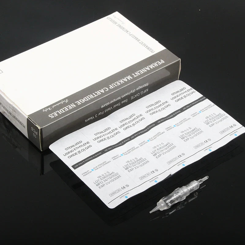 Professional PMU Cartridge Needles – 1R 3R 5R Screw Tips for P300 Rotary Tattoo Machine, Eyebrow & SMP Use