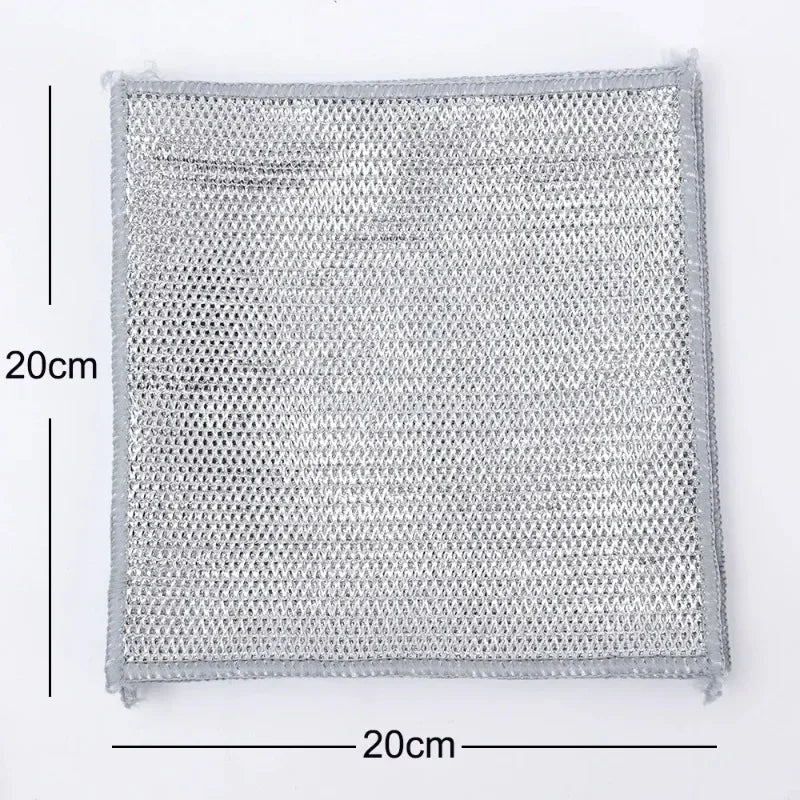 20/5PCS Thickened Steel Wire Cleaning Cloth – Non-Scratch Double-Layer Microfiber Mesh Dishrag & Kitchen Towels for Pots