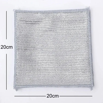 20/5PCS Thickened Steel Wire Cleaning Cloth – Non-Scratch Double-Layer Microfiber Mesh Dishrag & Kitchen Towels for Pots