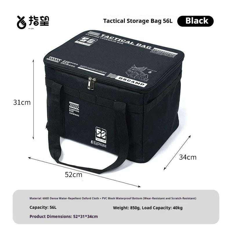 Insulated Tactical Camping Bag - Waterproof Foldable Outdoor Picnic & Tableware Storage Bag, 30L/42L/56L Large Capacity