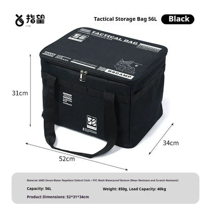 Insulated Tactical Camping Bag - Waterproof Foldable Outdoor Picnic & Tableware Storage Bag, 30L/42L/56L Large Capacity