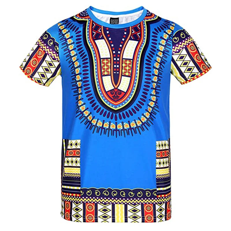 Summer African Dashiki 3D Print T-Shirt - Harajuku Ethnic Pattern Streetwear Tee for Men and Kids
