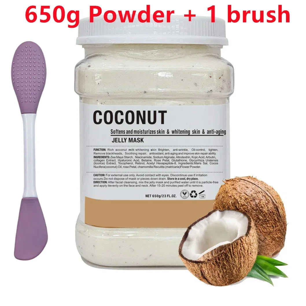 650g Chamomile & Hyaluronic Acid Facial Mask Powder – Moisturizing Rose Jelly Skin Care Mask with Silicone Brush for Elasticity Boost
