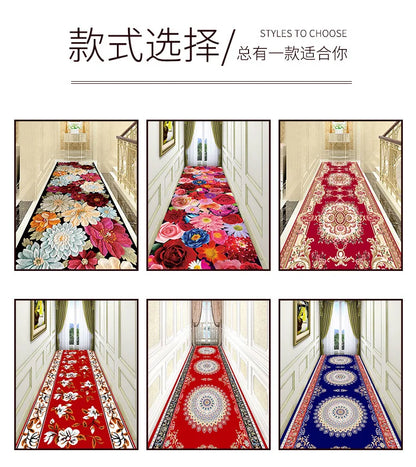 Luxury Chinese Classical Corridor Rug – Crystal Velvet Washable Carpet for Villa, Hotel & Hallway