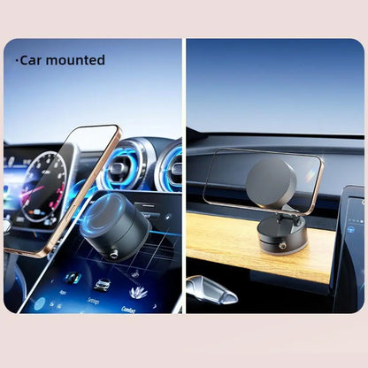 Vacuum Magnetic Suction Cup Stand | Double-Sided Swivel Holder for Mobile Phones | Universal Folding Phone Mount