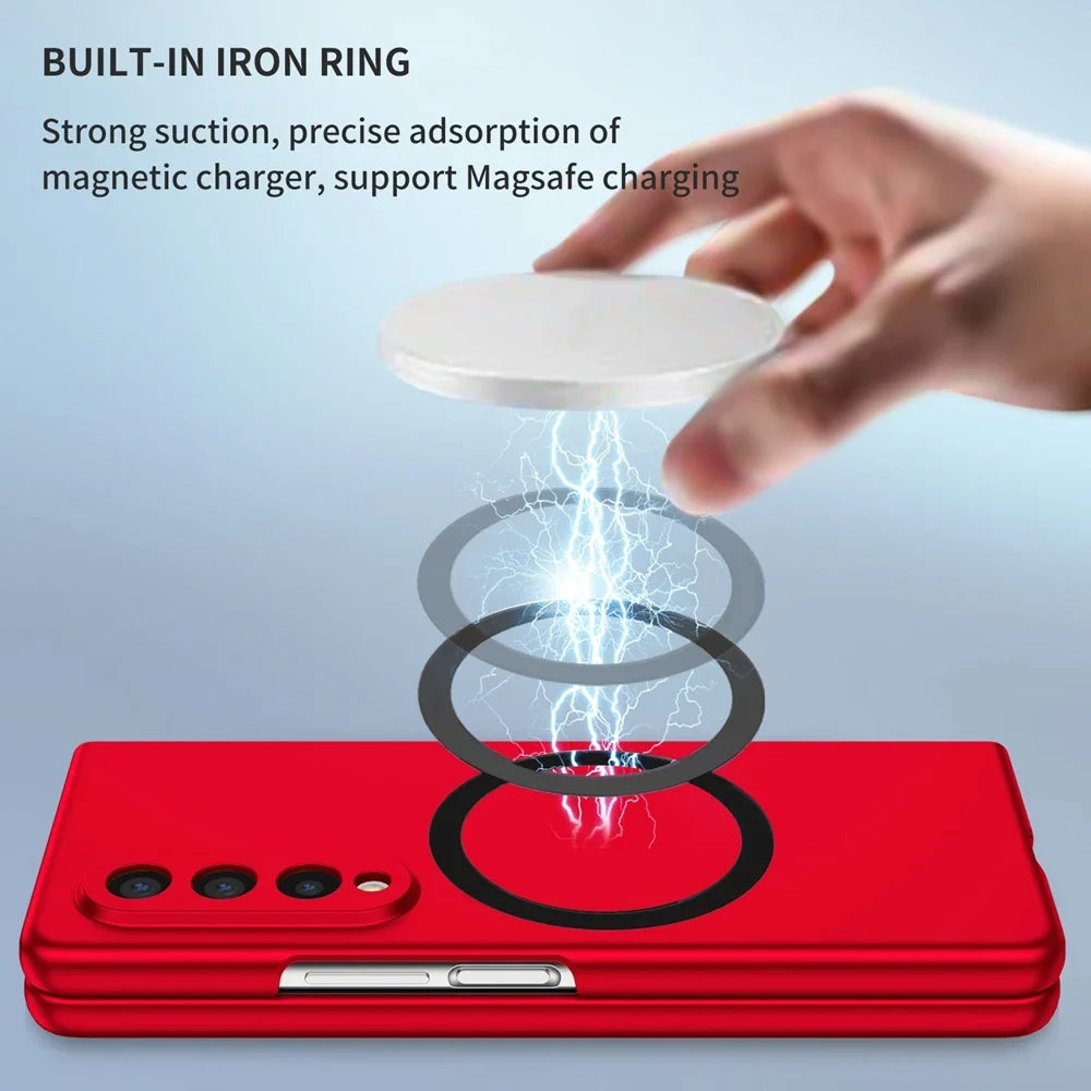 Magnetic Wireless Charging Case - Anti-Fingerprint Shockproof Magsafe Cover for Samsung Galaxy Z Fold 6/5/4/3