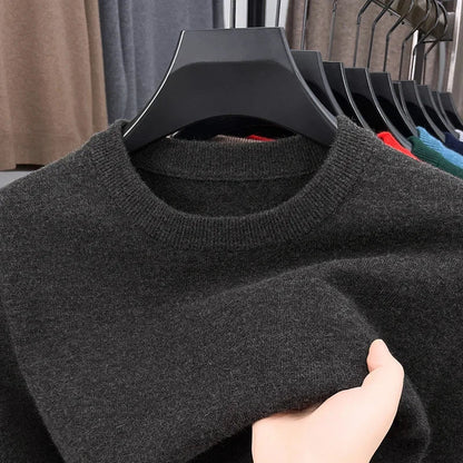 Men's Casual Diamond Pattern Sweater - Round Neck Long Sleeve Knitted Fashion Pullover Versatile Top