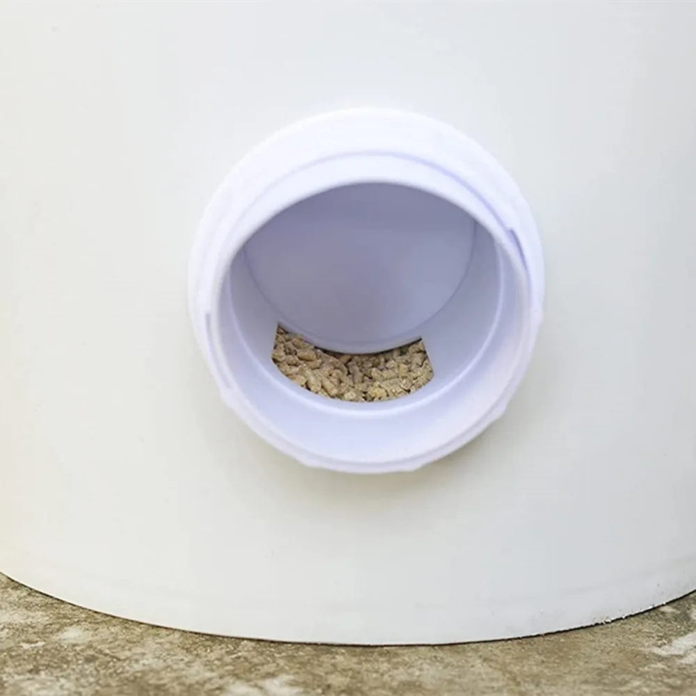 Automatic Gravity Chicken Feeder – DIY Rainproof Poultry Feeder with Food Hole Opener Tool to Reduce Spillage for Chickens & Ducks