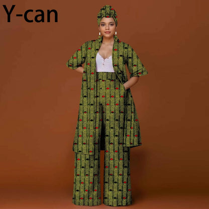 African Ankara 2-Piece Suit Set for Women - Traditional Print Jacket & Pants for Office, Business & Party Wear