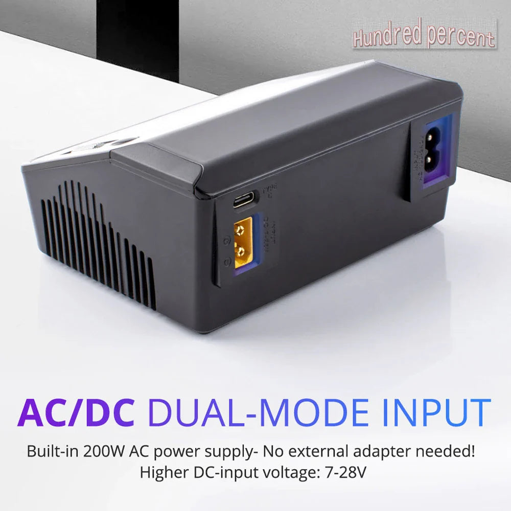 ToolkitRC M6DAC Dual Channel Smart LiPo Battery Charger – 200W AC, 350W DC x2, 15A for 1-6S LiHV PD 65W Discharger