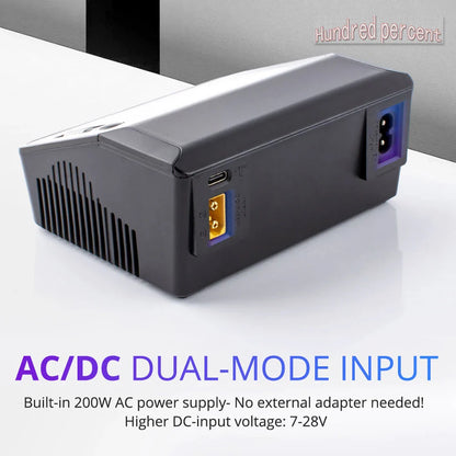 ToolkitRC M6DAC Dual Channel Smart LiPo Battery Charger – 200W AC, 350W DC x2, 15A for 1-6S LiHV PD 65W Discharger