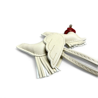 Winged Pony Keychain - Premium PU Leather Bag Charm with Detachable Strap