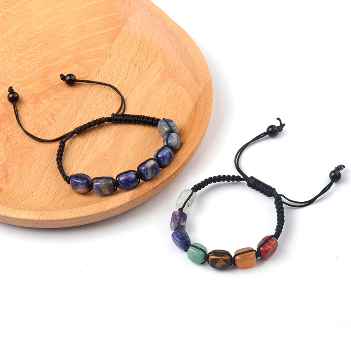 Square Beads 7 Chakra Crystal Bracelet – Adjustable Yoga Stone Bracelet for Meditation, Relaxation, and Anxiety Relief for Women