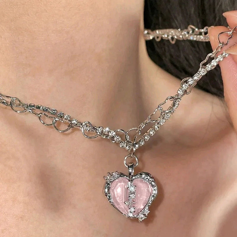 Women’s Crystal Zircon Cross Necklace - Trendy Chain Choker Pendant Jewelry for Party and Gift Style