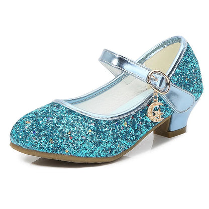 Girls Princess High Heel Shoes - Purple & Red Leather Party Dress Shoes for Kids Weddings & Special Occasions