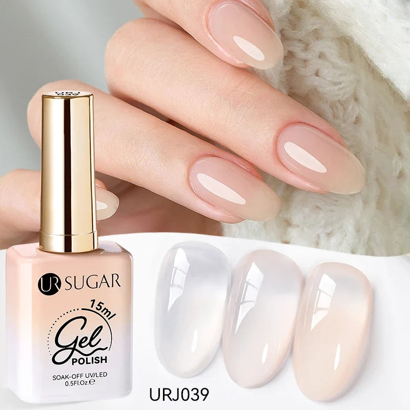 UR SUGAR 15ml Jelly Gel Polish - Milky White Translucent UV Soak Off Nail Art Varnish