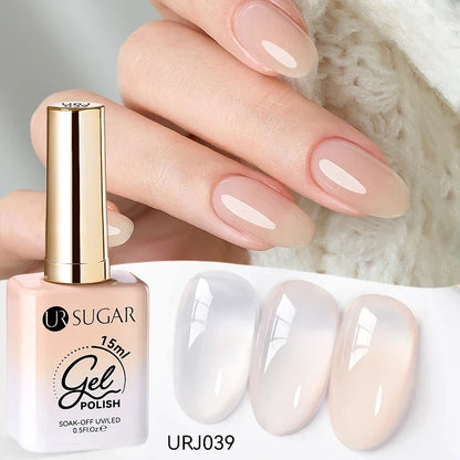 UR SUGAR 15ml Jelly Gel Polish - Milky White Translucent UV Soak Off Nail Art Varnish