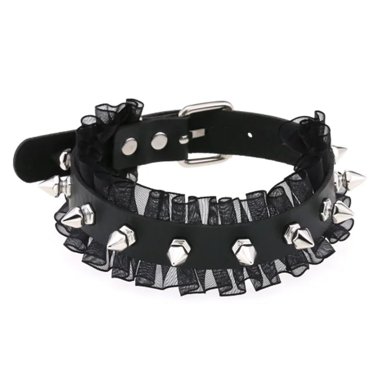 Harajuku Cosplay Rivet Star Punk Rock Gothic Collar — Sexy PU Leather Heart Cross Spike Choker Jewelry for Women