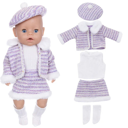 18-Inch Girl Doll Clothes – Pink Coat & Office Dress Outfit, Baby Girl Doll Gift Toy