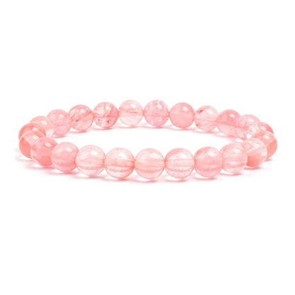 Natural Stone Bead Bracelet - Amethyst Crystal Quartz Aquamarine Jade Agate Elastic Bangle Jewelry for Women & Men