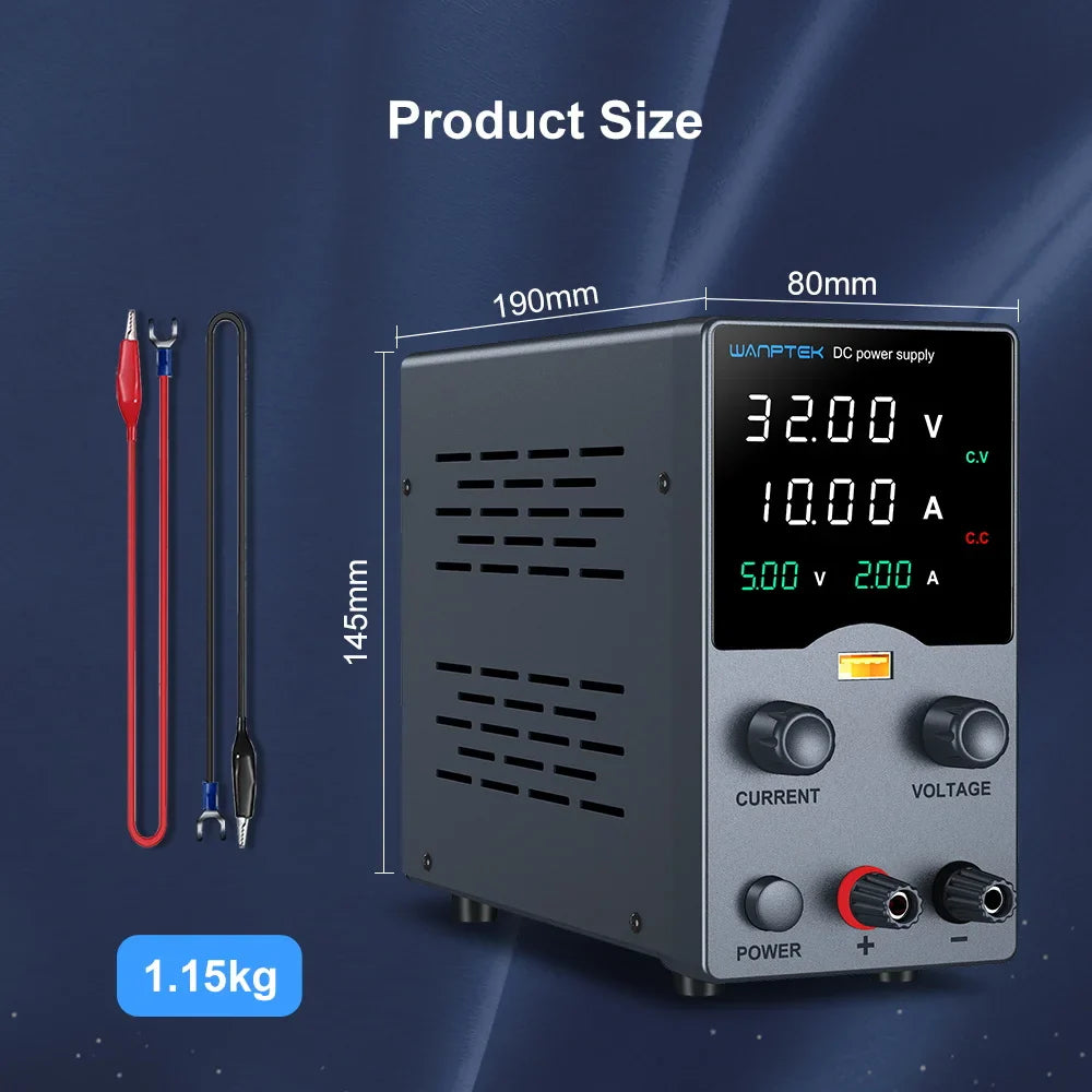 Wanptek DC Power Supply – Adjustable 30V 10A / 60V 5A Lab Bench Voltage Regulator, Variable 120V 3A Power Supply