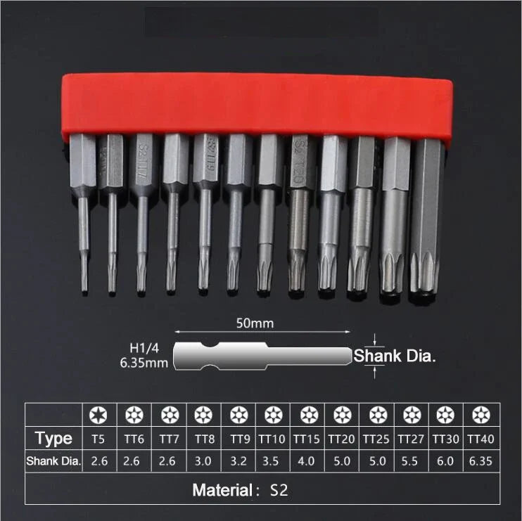 12Pcs 1/4 Inch Magnetic Screwdriver Bits - 50mm 75mm 100mm Long Power Tool Bit Set