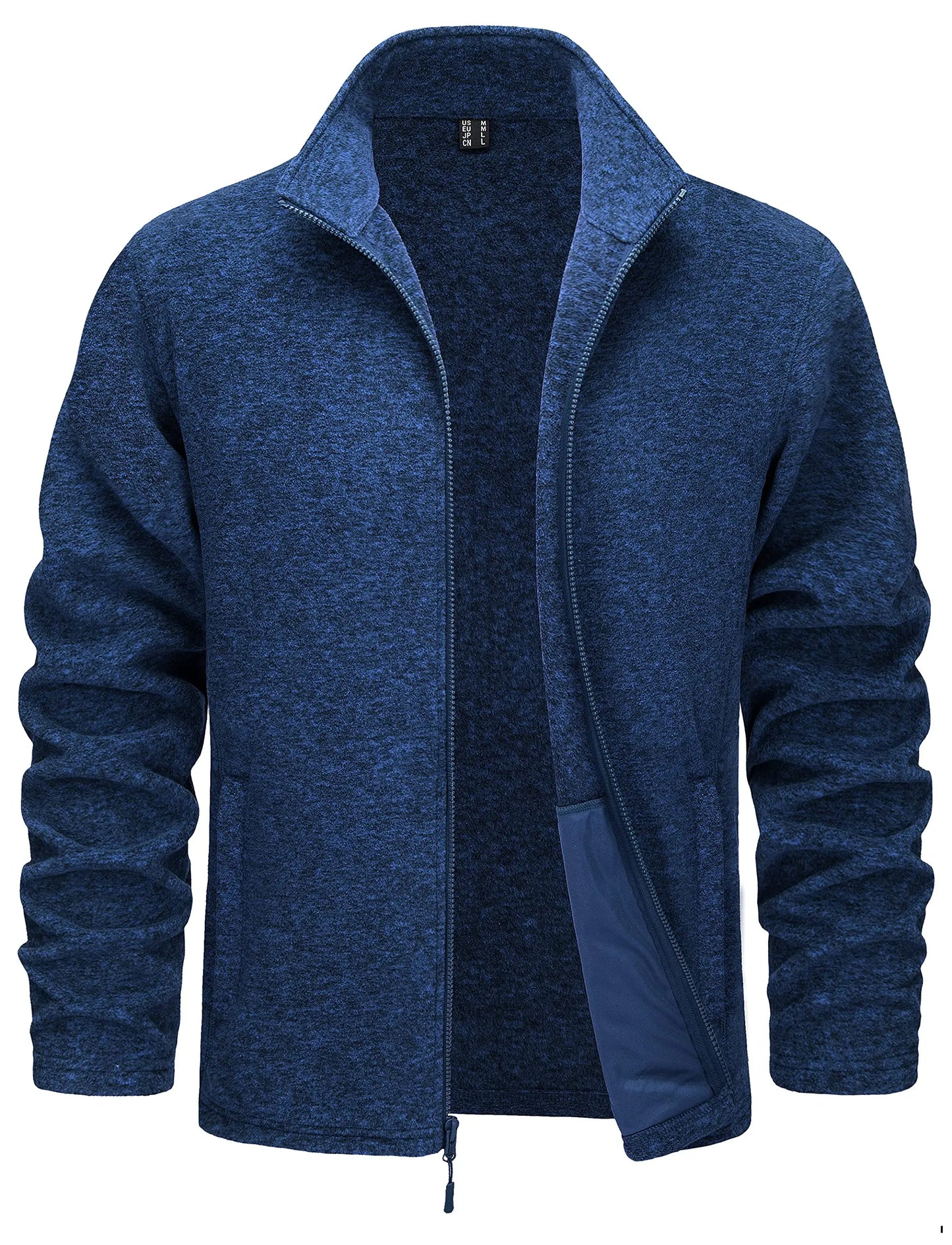 TACVASEN Men’s Lightweight Fleece Jacket - Full Zip Spring Casual Outdoor Sportswear with Pockets & Stand Collar
