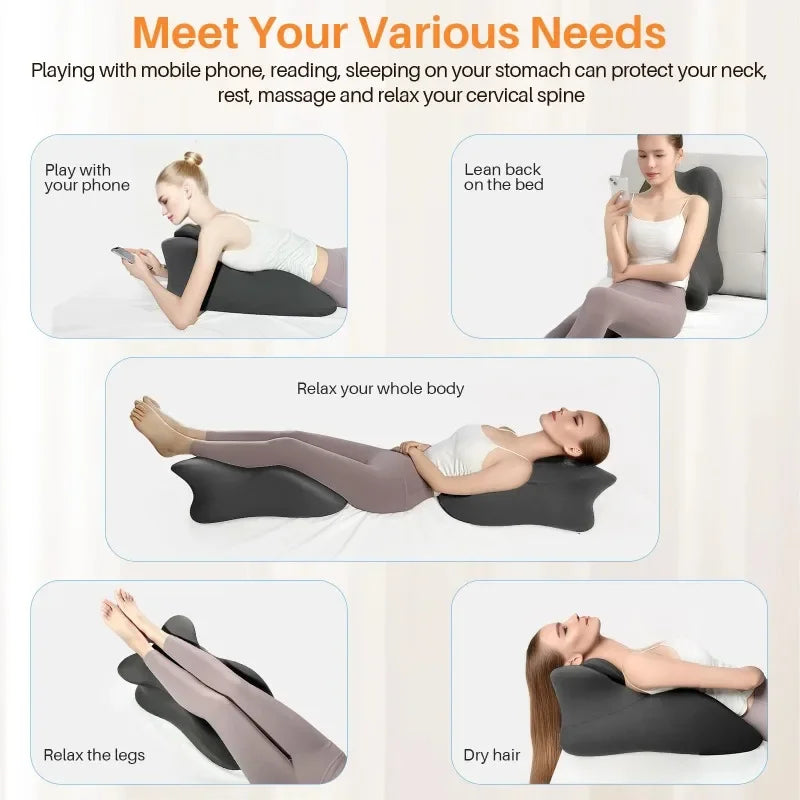 Multi-Positional Wedge Pillow - Memory Foam Ergonomic Prone Bed Pillow with Removable Cover