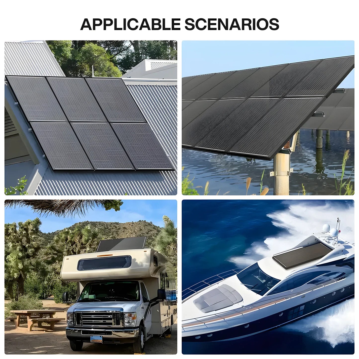 Rvpozwer N-Type Mono Solar Panel - 400W/200W/100W High Efficiency Waterproof Module for RV Marine Yacht Camping & Off Grid Power