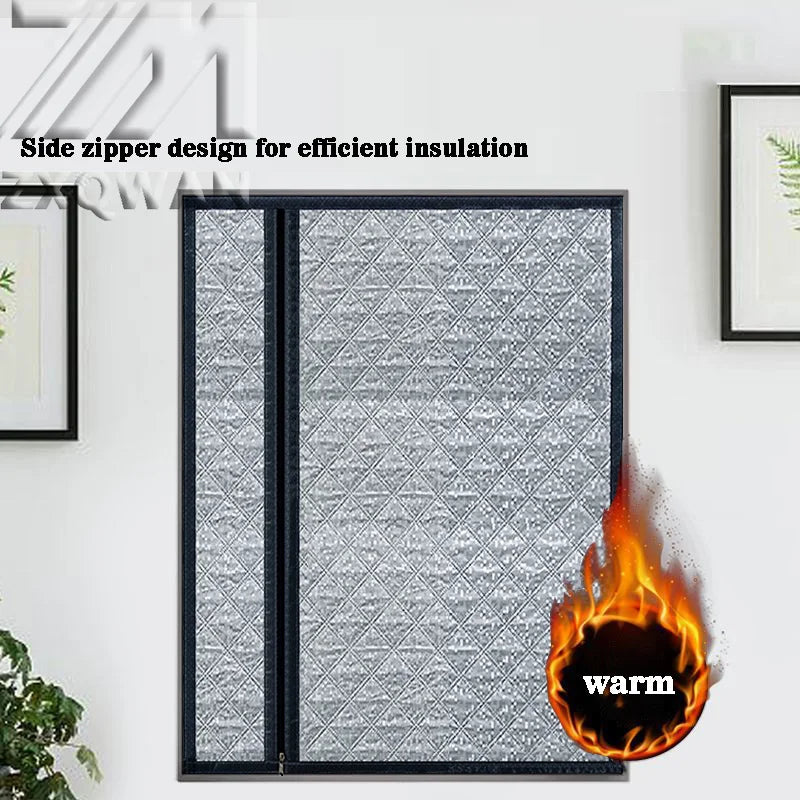 Side Zipper Cotton Curtain – Double-Layer Thickened, Windproof & Thermal Insulated Household Curtain, Customizable