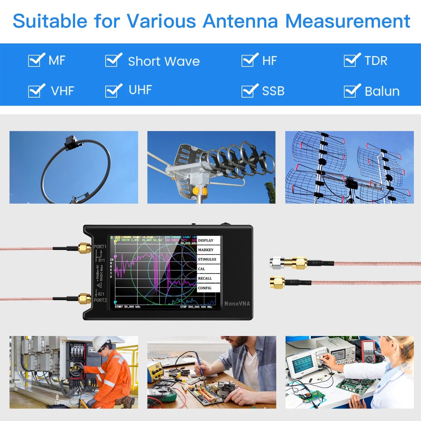 NanoVNA-H4 Vector Network Analyzer 10KHz-1.5GHz | 2.8/4" Display Antenna Tuner for MF HF VHF UHF | Spectrum Analyzer Nano VNA