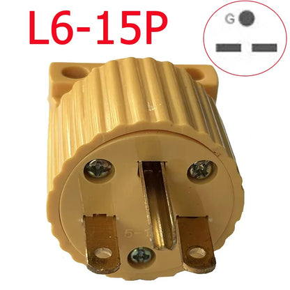 US Industrial Locking Power Plug - 15A L5-15 and L6-15 Male Female 3-Pole Wiring Connector Socket Type B Yellow