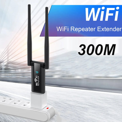300Mbps USB WiFi Repeater & Signal Booster – Wireless Range Extender Router for Home Network Coverage