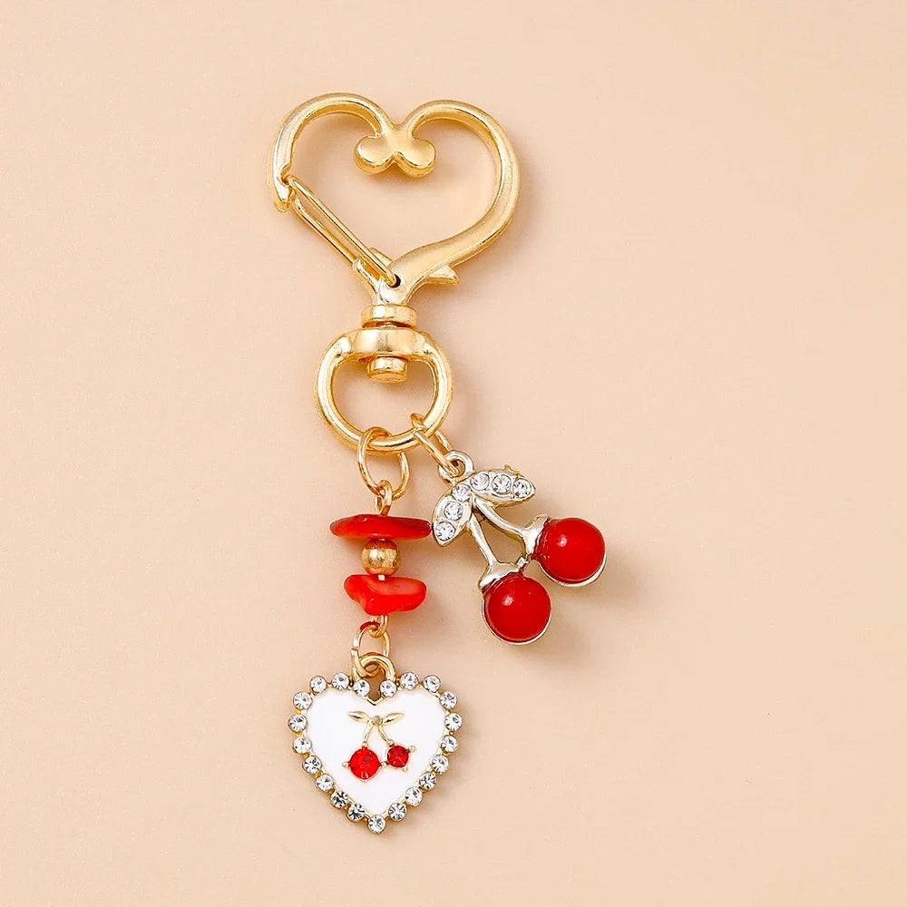 Cute Bowknot Heart Keychain - Crystal Pearl Pendant Charm for Women, Girls & Handbag Decoration