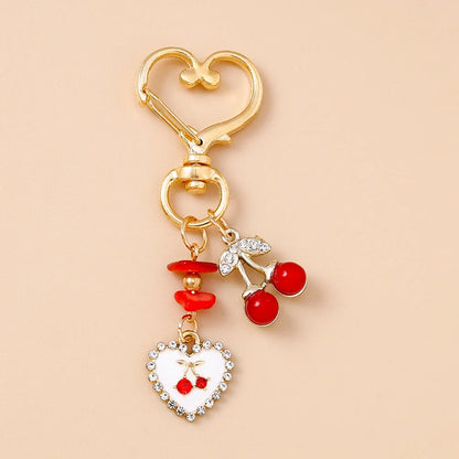 Cute Bowknot Heart Keychain - Crystal Pearl Pendant Charm for Women, Girls & Handbag Decoration
