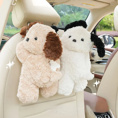Cute Plush Car Tissue Holder - Universal Hanging Tissue Case for Vehicle & Home Decor