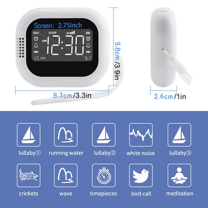 LED Vibration Alarm Clock - Rechargeable Wake-Up Clock with White Noise & Natural Sound