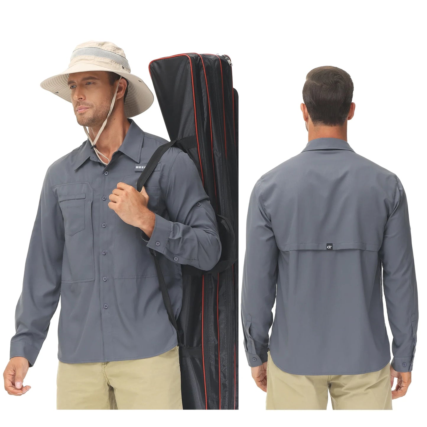 Men's UPF 50+ Fishing Shirt – Lightweight Long Sleeve Sun Protection Shirt with Breathable Mesh Back