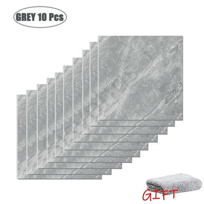 10-50Pcs PVC Marble Wall Stickers — Self-Adhesive Thickened Waterproof Tile Stickers for Bathroom Kitchen Floor Home Decor