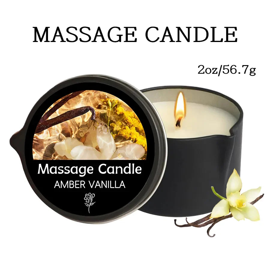 Massage Oil Candle – Aromatherapy Stress Relief Scented Candle for Skin Moisturizing & Spa Relaxation Luxury Home Wellness Candle